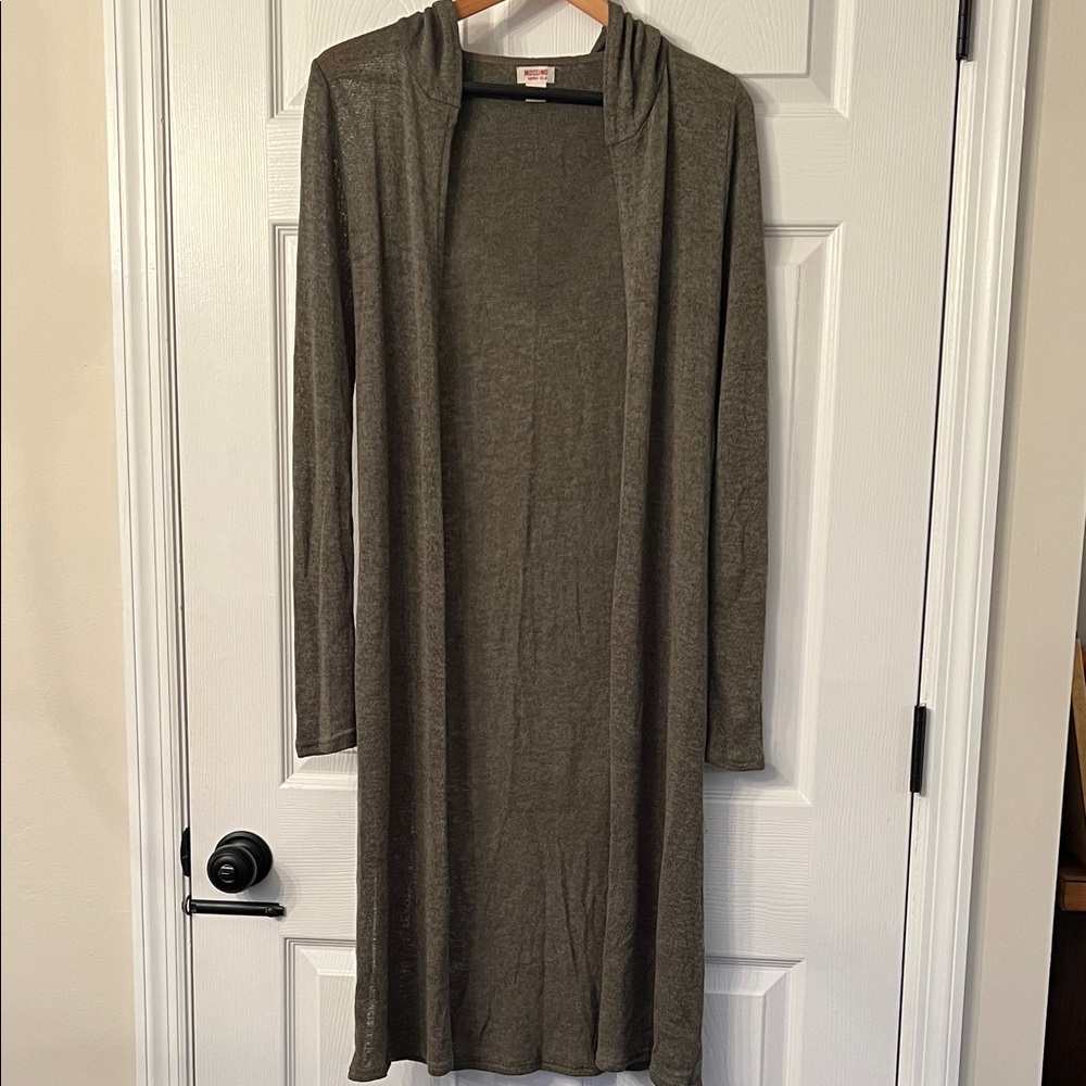 Mossimo Supply Co. Grey Green Lightweight Knit Long Sweater